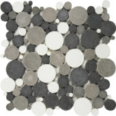 Mix White/Black/Grey Reconstituted Round Interlocking Mosaic | Tiles By Kia