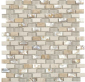 Mother Of Pearl Glass Marble Beige/White Mix Brick | Tiles By Kia
