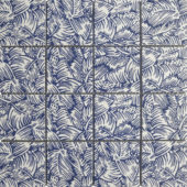 Palmtree Glazed Ceramic 3"X3" Cobalt Blue & White Mosaic | Tiles By Kia