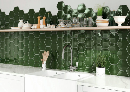 Ronda 5.5X6.3” Green Hexagon | Tiles By Kia