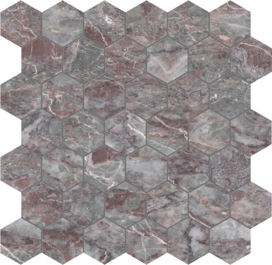 Sereno Burgundy 2 Hexagon Mosaic