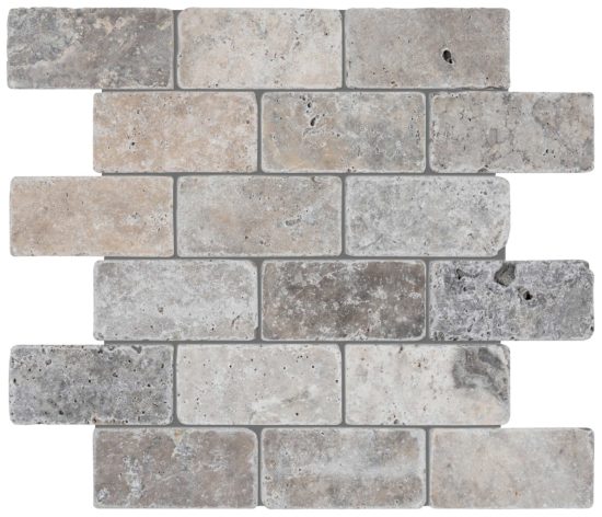 Silver Ash 2x4 Brick Mosaic