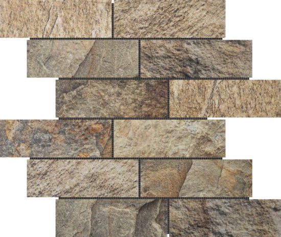 Slate Stone Beige Glazed Ceramic 2"x6" Brick