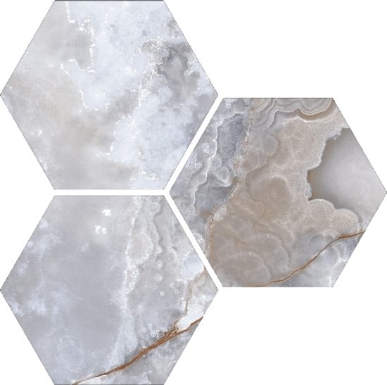 Treasure Blue Dream Onyx 6" Carved Hexagon | Tiles By Kia