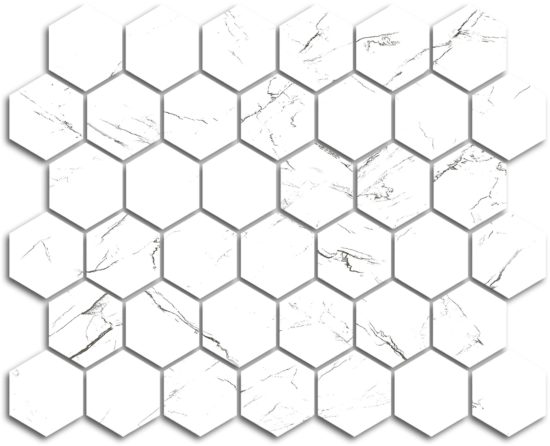 Treasure II Ice White Marble 2x2 Carved Hexagon Mosaic