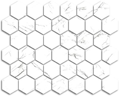 Treasure II Ice White Marble 2×2 Polished Hexagon Mosaic