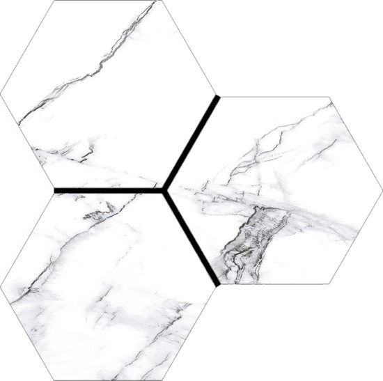 Treasure Ice White Marble 6" Carved Hexagon | Tiles By Kia