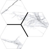 Treasure Ice White Marble 6" Carved Hexagon | Tiles By Kia