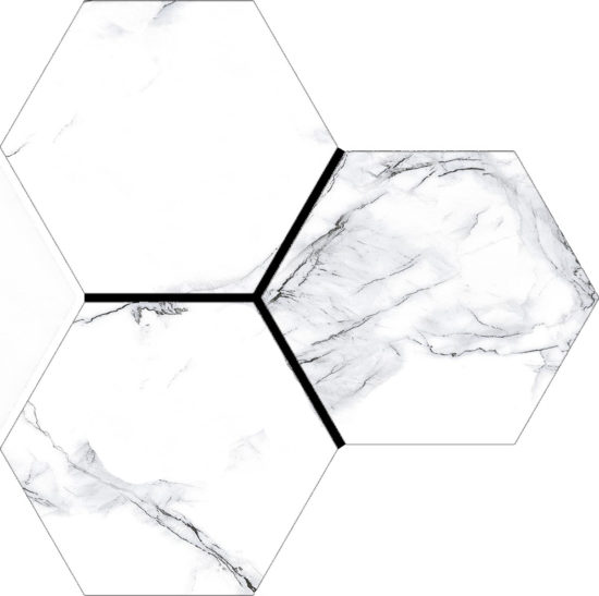 Treasure Ice White Marble 6" Carved Hexagon | Tiles By Kia
