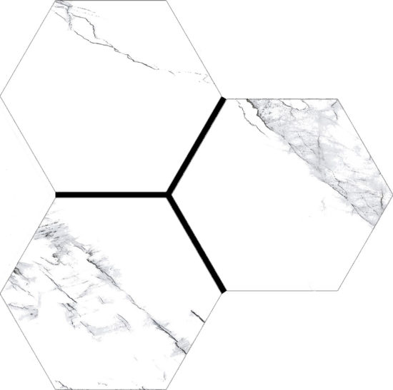 Treasure Ice White Marble 6" Carved Hexagon | Tiles By Kia