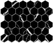 Treasure Midnight Nero 2x2 Polished Hexagon Mosaic | Tiles By Kia