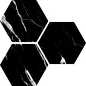 Treasure Midnight Nero 6" Carved Hexagon | Tiles By Kia