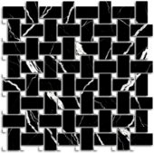 Treasure Midnight Nero Polished Basketweave Mosaic | Tiles By Kia