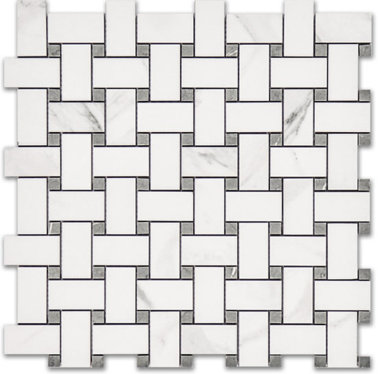 Treasure Statuario Polished Basketweave Mosaic | Tiles By Kia