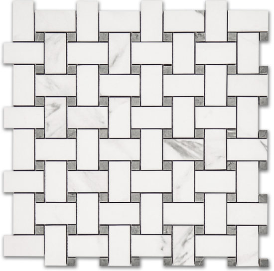 Treasure Statuario Polished Basketweave Mosaic | Tiles By Kia