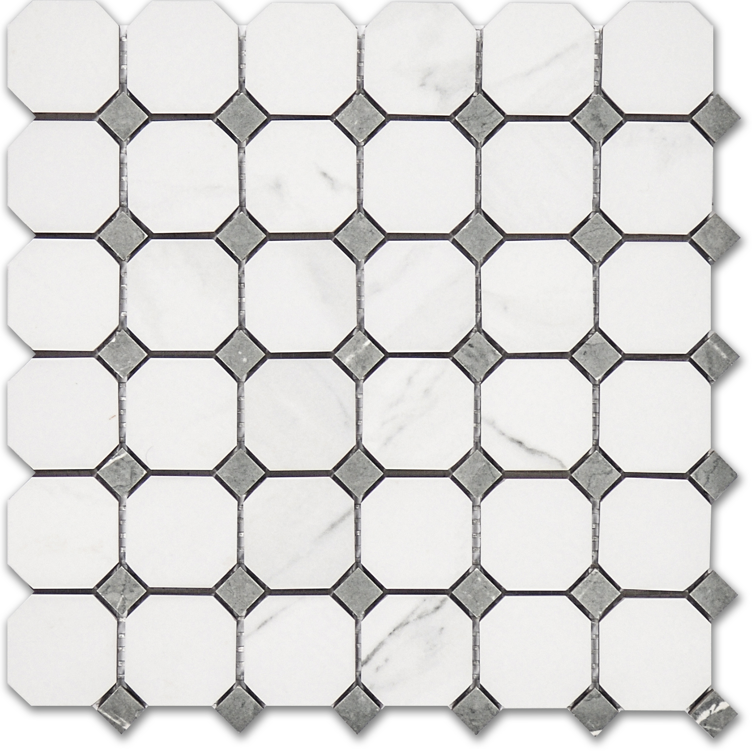 Treasure II Statuario Polished Octagon/Dot Mosaic