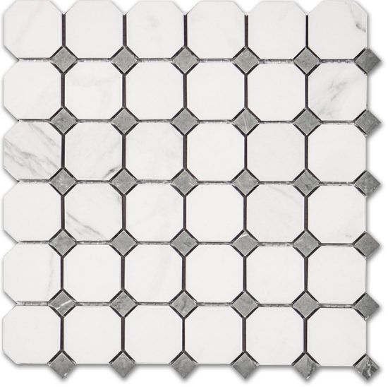 Treasure Statuario Polished Octagon/Dot Mosaic | Tiles By Kia