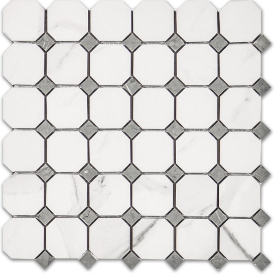 Treasure Statuario Polished Octagon/Dot Mosaic | Tiles By Kia