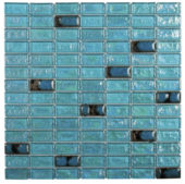 Turquoise Glass And Ceramic Brick 3/4 | Tiles By Kia