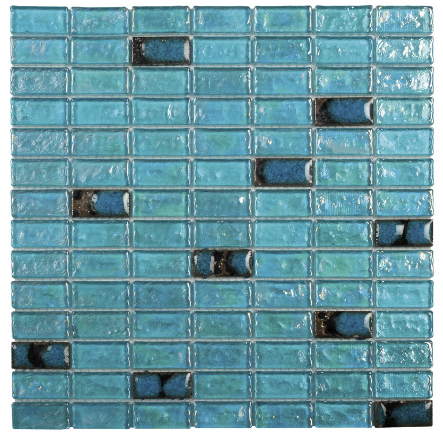 Turquoise Glass And Ceramic Brick 3/4 | Tiles By Kia