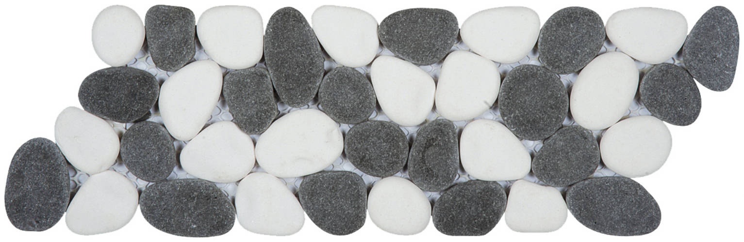 White & Black Reconstituted Pebble Interlocking Mosaic | Tiles By Kia