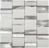 White Glass & Aluminum Mix Mosaic | Tiles By Kia