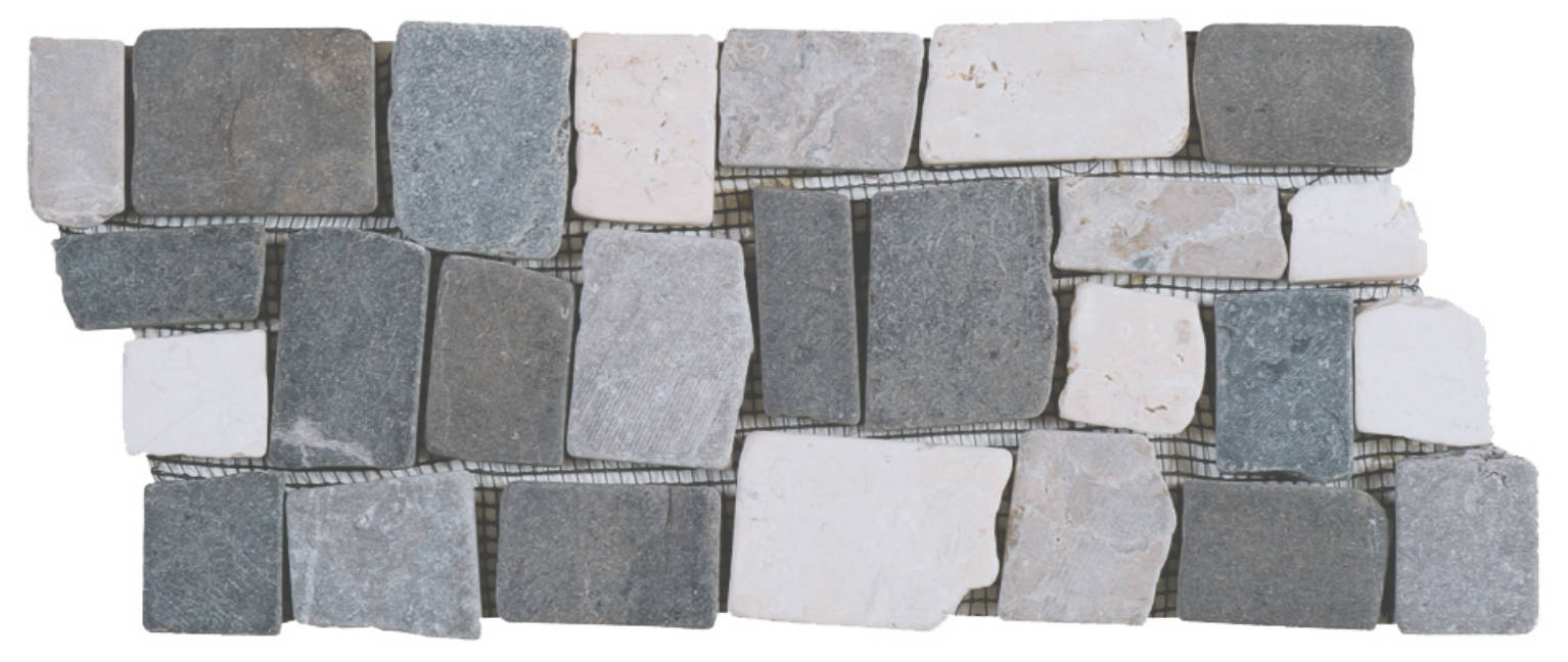 White Light & Dark Grey Cubic Marble Opus Interlocking Border | Tiles By Kia