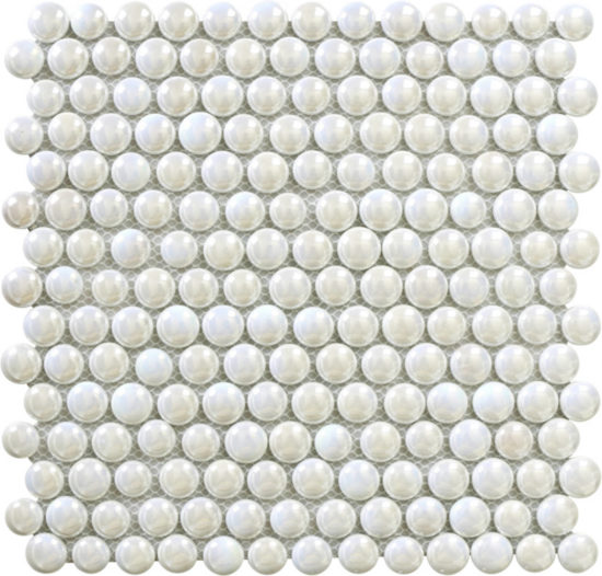 White Penny Round Pebbles Glass Mosaic | Tiles By Kia