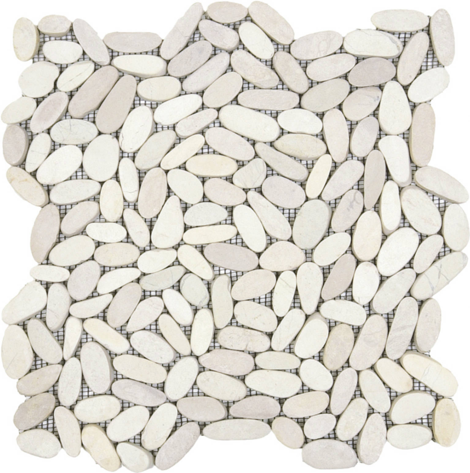 White Sliced Matte Pebble Interlocking Mosaic | Tiles By Kia