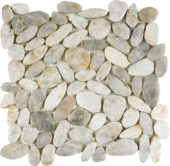 White Sliced Polished Pebble Interlocking Mosaic | Tiles By Kia