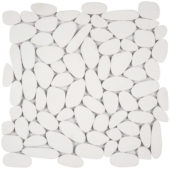 White Sliced Reconstituted Pebble Interlocking Mosaic | Tiles By Kia