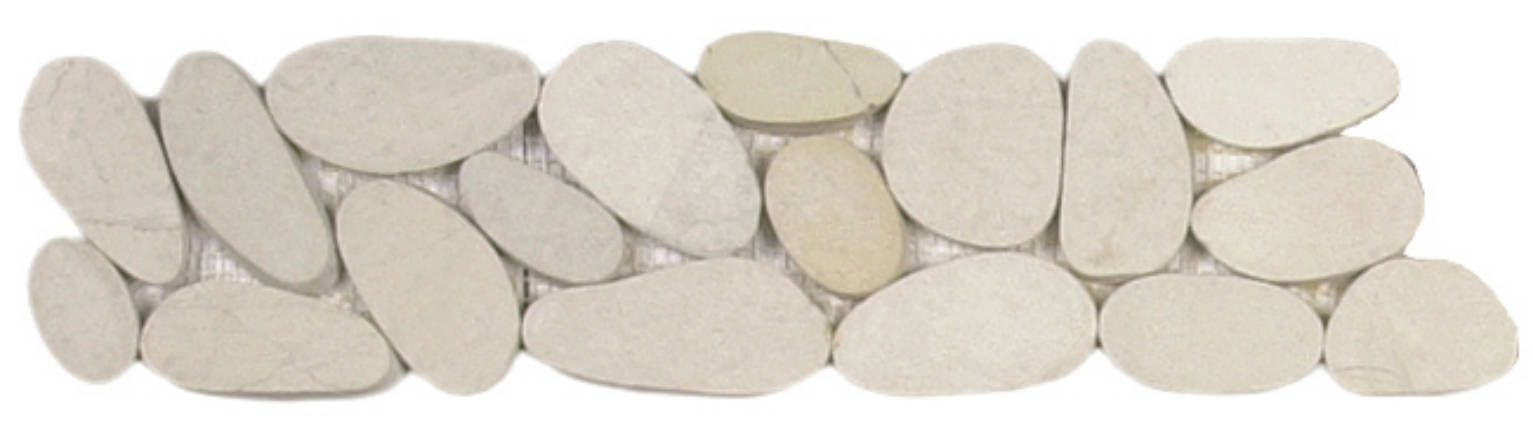 White Xl Sliced Matte Pebble Interlocking Border | Tiles By Kia