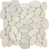 White Xl Sliced Matte Pebble Interlocking Mosaic | Tiles By Kia