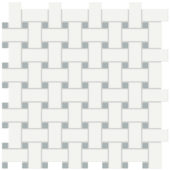 White w/Cloud Blue Matte Basketweave Mosaic | Tiles By Kia