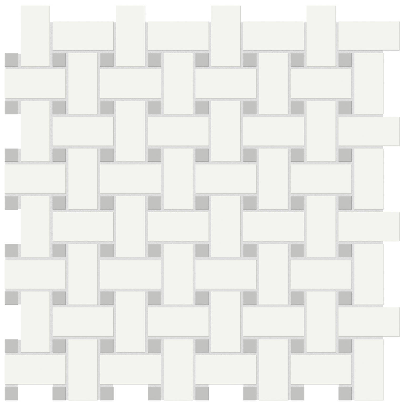 White w/Loft Grey Matte Basketweave Mosaic | Tiles By Kia