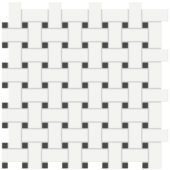 White w/Retro Black Matte Basketweave Mosaic | Tiles By Kia
