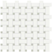 White w/Soft Sage Matte Basketweave Mosaic | Tiles By Kia