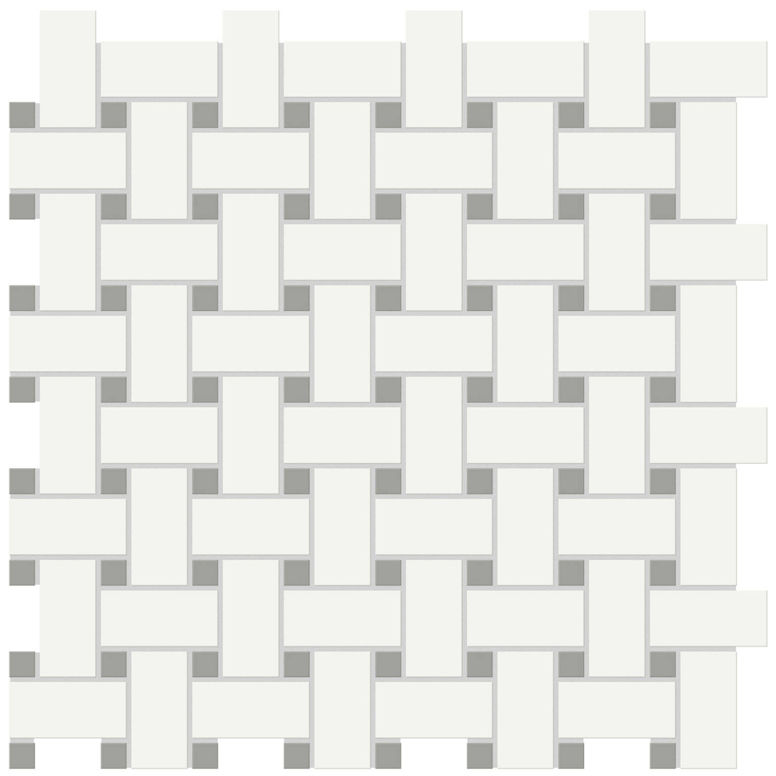 White w/Taupe Matte Basketweave Mosaic | Tiles By Kia