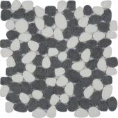 White&Black Reconstituted Pebble Interlocking Mosaic | Tiles By Kia