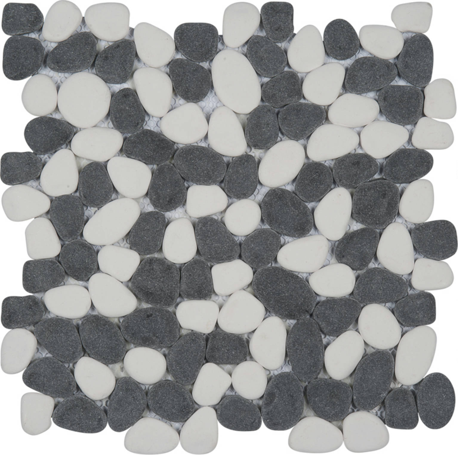 White&Black Reconstituted Pebble Interlocking Mosaic | Tiles By Kia