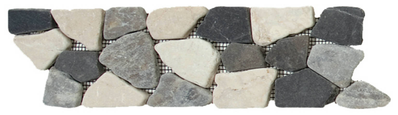 White/Grey/Black Opus Mosaic Interlocking Border | Tiles By Kia