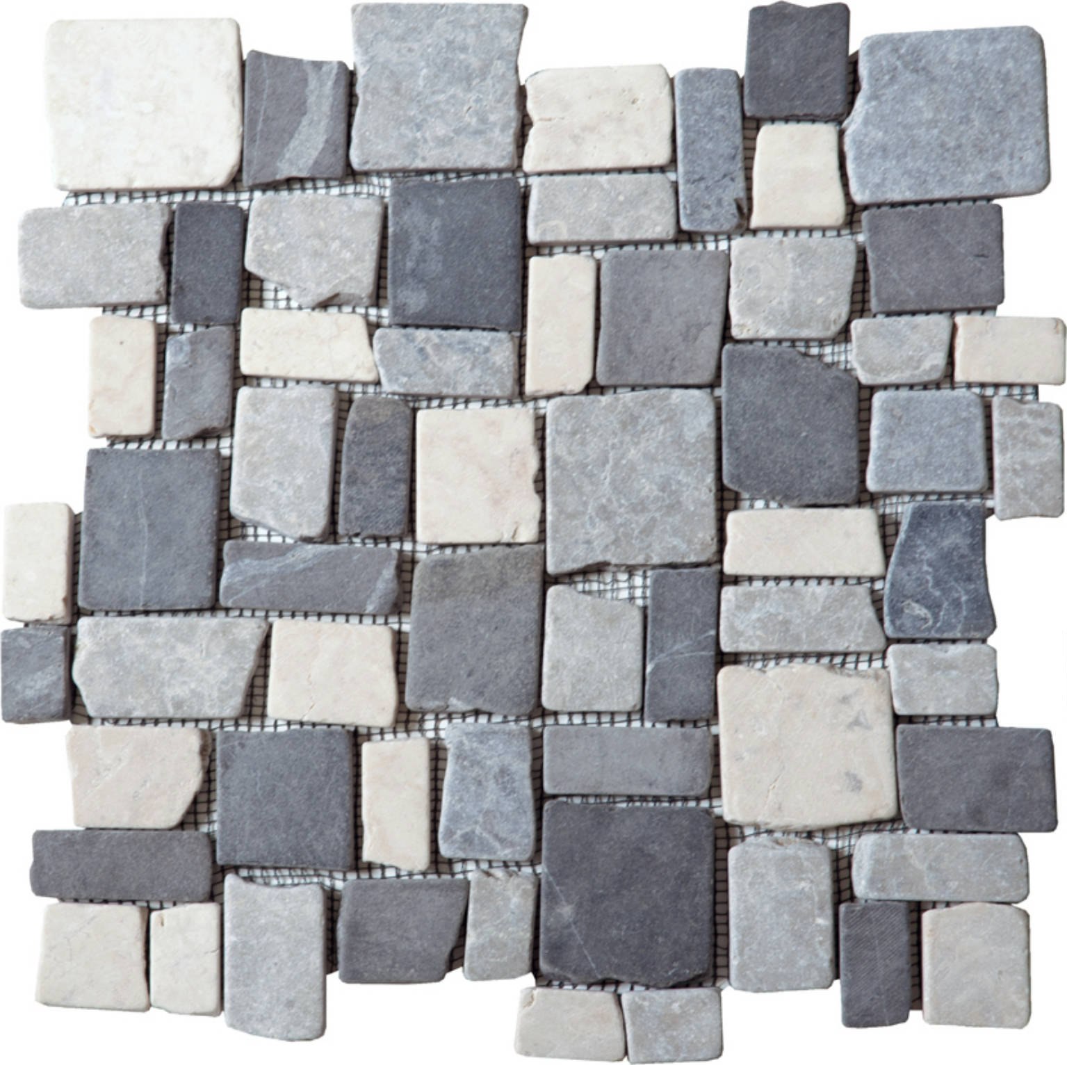 White/L.grey/D.grey Cubic Marble Opus Interlocking Mosaic | Tiles By Kia