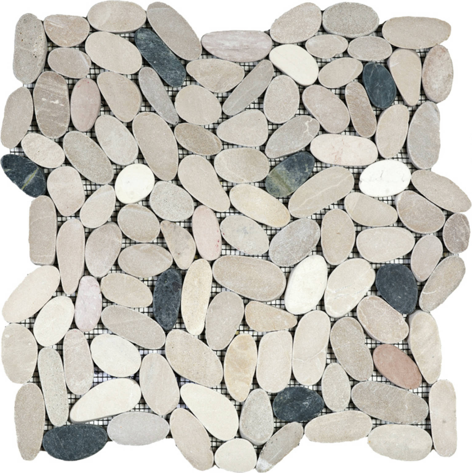 White/Pink/Beige/Black Sliced Matte Pebble Interlocking Mosaic | Tiles By Kia