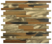 Wood / Gold Aluminum Baguette Interlocking Mosaic | Tiles By Kia