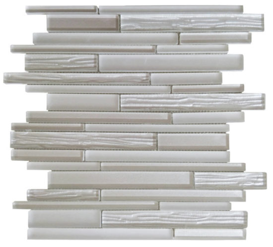 Wood Look Glass Baguette Light Grey Interlocking Mosaic | Tiles By Kia