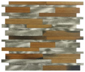 Wood / Silver Aluminum Baguette Interlocking Mosaic | Tiles By Kia